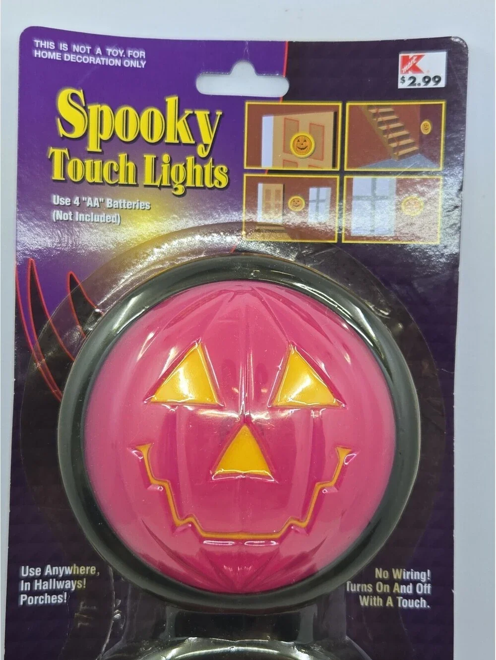 New NIP Vintage Kmart Halloween Spooky Pink Pumpkin Touch Lights NOS